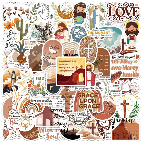10/30/50pcs Cartoon Jesus Christian Stickers Bible Verse Faith Decals Laptop Phone Travel Luggage Car Stationery Sticker Toys